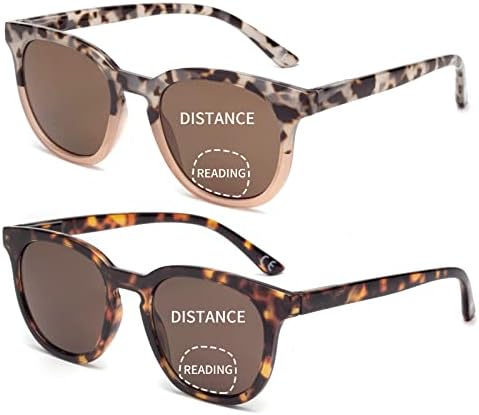 Дамски невидими Бифокални очила за четене LianSan, Ретро Слънчеви Очила с защита от Uv с Пружинным тръба на шарнирна връзка, За