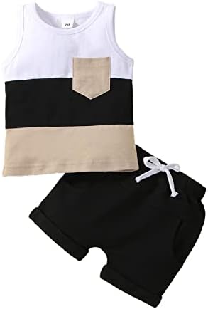 Облекло за новородени Момчета, Пуловер, Тениска Без ръкави, Топ, Панталони с еластичен ластик На Талията, Комплект Летни дрехи от