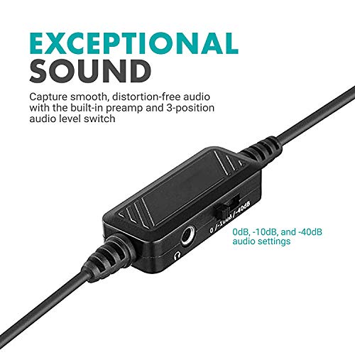 Микрофон предусилвател Movo /Sevenoak от XLR до 3,5 мм TRRS с 3-стъпка контрол на нивата на звука и мониторинг на жак, съвместим