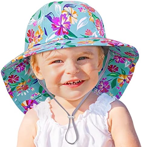 Детска Солнцезащитная Шапка За Малки Момичета, Плажни Летни Шапки За Плуване, UV Защита От Слънцето, широка периферия Детска Шапка с лента за Врата, от 6 м до 4 години