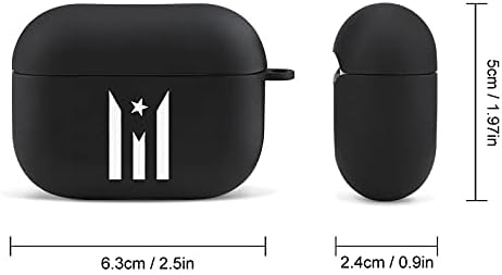 Черен Флаг Пуерто Рико с Принтом Гордост Apple Airpod Pro Калъф за AirPods Защитен Силиконов Калъф За Зареждане с Брелоком за Мъже