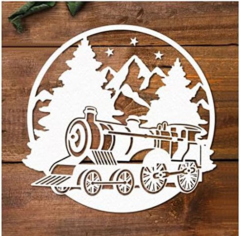 Влак Планина Коледно Дърво Метални Печати за направата на Картички,Коледна Елха и Звезда За Рязане на Карти Умира Изрязани Шаблони