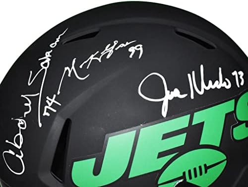 Пълен размер Копие шлем Eclipse с автограф New York Sack Exchange Jets - Ръчно подпис и удостоверяване на JSA