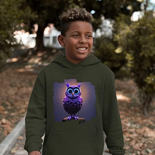 Детска hoody с качулка от порести руно Purple Owl - Детска Hoody с 3D принтом - Скъпа hoody с качулка за деца