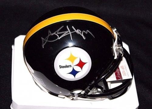 Мини-каска с автограф на Антонио Браун Питсбърг Стийлърс, Подписано JSA - Мини-Каски NFL с автограф
