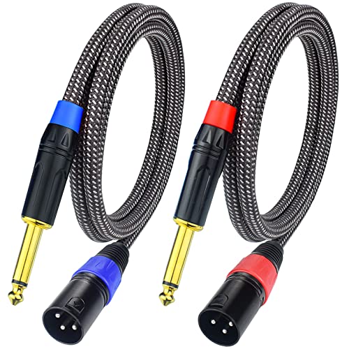 Ihurlu не са симетрични микрофон кабел 1/4 TS Mono за XLR-щепсела, 6,6 Фута, 6,35 мм, една четвърт от инча, за да XLR Аудио Пластир кабел, найлон плитка, Сверхпрочный, без шум, с медна