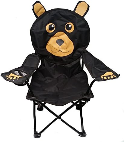 Детска сгъваема походный стол Wilcor с подстаканником и чанта за носене - черна мечка