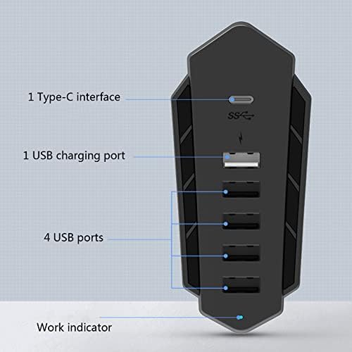 USB-хъб chengzui 6 в 1 за Playstation-5, удължителен кабел USB Type-C с 4 USB + 1 USB порт за зареждане + 1 Конвертор пристанища Type-C за конзоли