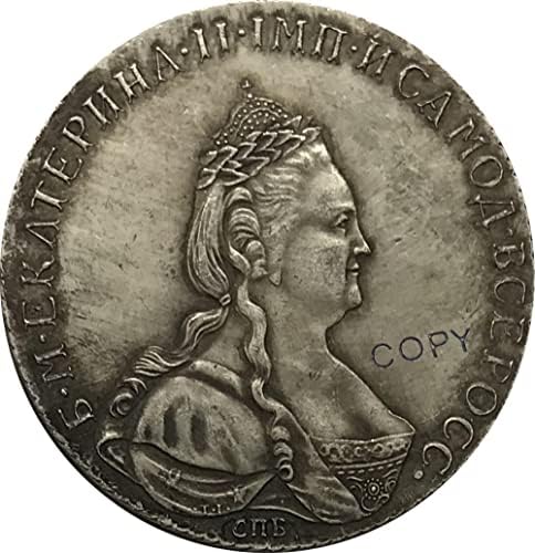 Руска рубла на Екатерина II 1784 CNB - ММ, Копирни Монети от сребро С Мед покритие