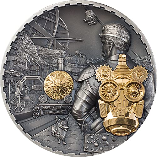 2021 DE Steampunk PowerCoin Джет пакет Позлатена Сребърна Монета с тегло 3 Грама на 20 $ Острови Кук 2021 Антични Гарнитури