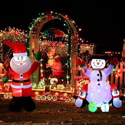 6 фута Надуваем Дядо Коледа и Снежен човек Коледна Украса за Двора - Вградени led Светлини Коледна Празнична Парти Отвън Украса