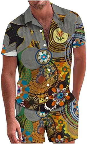 Мъжки Летен Костюм с къс ръкав, Риза и къси Панталони, Костюми от 2 теми, Ежедневни Хавайска риза с копчета, Празничен Спортен Костюм