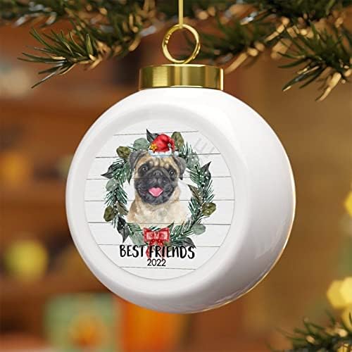Топка на Коледна Украса 3 Коледна Куче Австралийски Териер е най-Добрият Приятел Акварел Цветен Венец Навес Дърво, Керамични Украшение