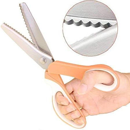 NEJLSD Ножици за рязане на тъкани, с Назъбени ръбове 5 мм, Шевни Ножици за шивашки от Неръждаема Стомана, Професионални ножици за бродерия от плат с Зигзагообразной дръ
