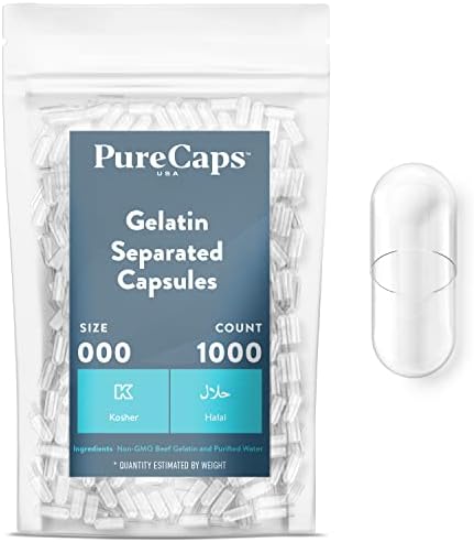 Purecaps САЩ - Размерът 000 прозрачни Празни желатинови капсули, под формата на таблетки - быстрорастворимые и лесно се усвоява
