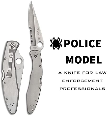 Корпоративна нож модели на Spyderco Police с острие от стомана VG-10 4,15 инча и дръжка от неръждаема стомана - CombinationEdge