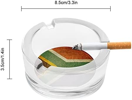 Реколта Стъклен Пепелник С Флага На Южна Африка, Кръг Пепелник За Цигари, Държач За Министерството На Вътрешните Работи, Вътрешната Украса