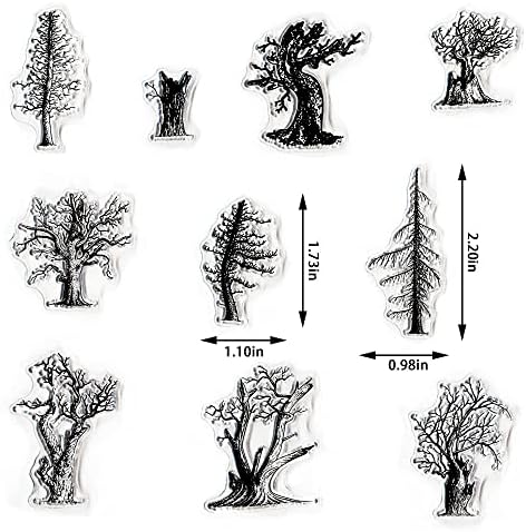 ALIBBON 10 бр. Дървета за Хелоуин, Прозрачни Печати за направата на Картички и украси за Албуми, на Фона на Есенното Дърво, Прозрачни