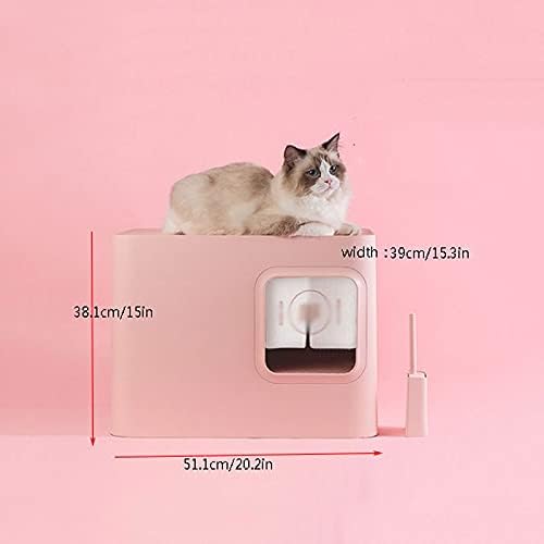 Котешката HONGFEISHANGMAO Квадратен Кутия за котешки тоалетни Полузакрытого дизайн, Голям, Защитен от пръски и мирис Котешки Тоалетна