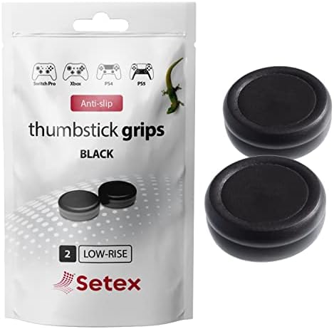 Setex Gecko Grip, Калъф за ръкохватка за палеца, за Playstation PS5, PS4, Xbox One, Switch Pro, Steam Deck, Мини дръжки с микроструктурой, (1 чифт) цвят Черен, Само на калъфи за писалки