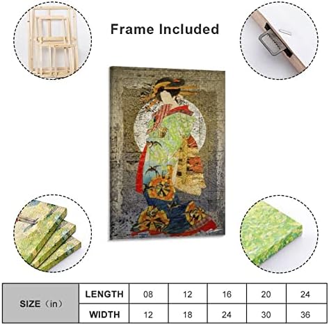 Японско Изкуство за Стенен Интериор на Японския Плакат с Гейшей Древни рисунки с Гейшей Стенни Художествени Картини на Платно Стенен
