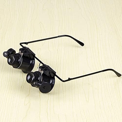 WENLII 20X Очила от Тип Double Eye Бинокулярная Лупа Инструмент За Ремонт Часа Лупа с Две Регулируеми Led Крушки