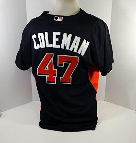 2012-13 Маями Марлинз Колман #47 Публикувано в игра Черна Риза ST BP 48 DP18506 - Използваните в игрите на тениски, MLB