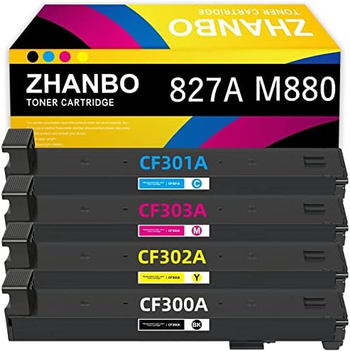 ZHANBO CF300A CF301A CF302A CF303A Рециклирана тонер касета 827A, Съвместим с принтери HP Laserjet M880 M880z M880z + M880z + NFC