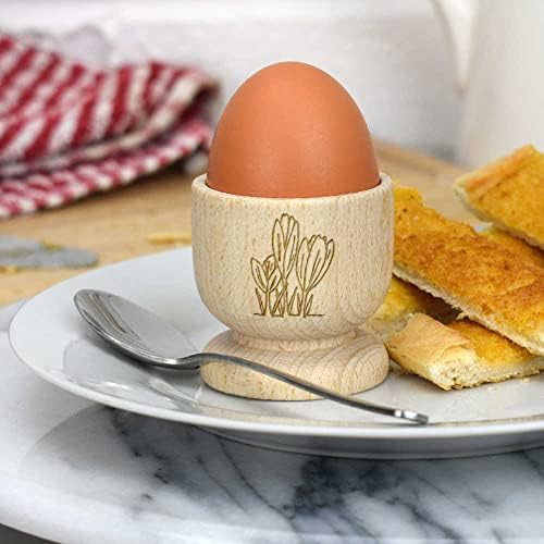 Дървена чаша за яйца Azeeda 'Crocuses' (EC00022629)