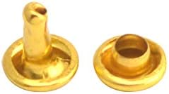 Wuuycoky Златен Двойна Капачка Кожени нитове Тръбни Метални Шипове Капачка 6 мм и стълб 6 мм, Опаковка от 200 групи