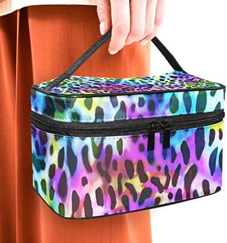 TBOUOBT козметични чанти, козметични чанти за Грим за Жени, Малки Пътни Чанти за Грим, Цветни Леопардовый Принт на Съвременното