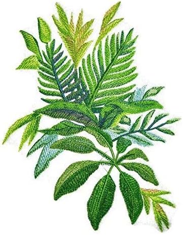 Обичай уникални акварели тропически листа [Акварели тропически листа -2], бродирани желязо нашивке [6,88 7,68] [Произведено в САЩ]