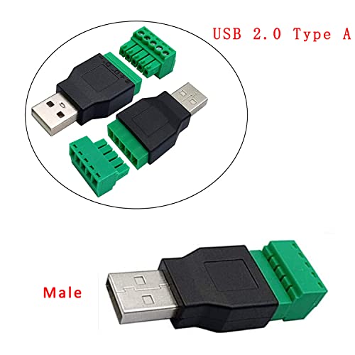 Teansic 4 Комплекта Съединители за винтови клеммной подложки USB 2.0 A, включете USB 2.0 A до 5-пинов Клъстер Болтовым винтовым