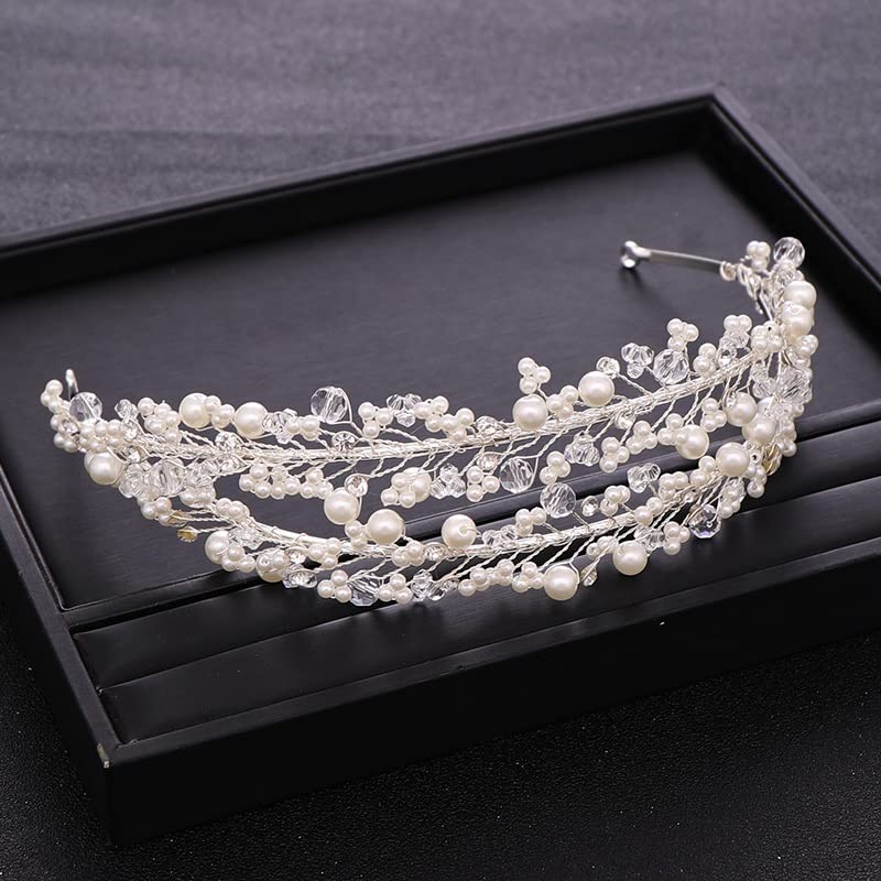 Аксесоари за коса HOUKAI JIAMEI с перли и кристали, сватбената корона, превръзка на главата, сватбени шапки, аксесоари ръчна изработка