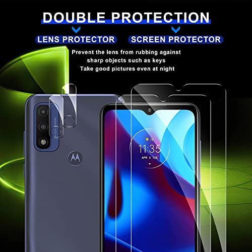 Ogrish's [2 + 2 защитни фолиа, изработени от закалено стъкло за Motorola Moto G Pure 2021 - 2 опаковки със защитно фолио за обектива