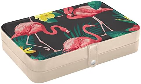 innewgogo Фламинго, Тропически Цветя Малък Ковчег за Бижута, Изкуствена Кожа Бижутериен Органайзер Пътен Дисплей Притежателя на