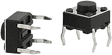U-M PULABO Практичен дизайн и здрав бутон ключ 10 броя 6 x 6 x 5 мм, 4-пинов DIP ПХБ незабавен Осезаемо бутон превключвател