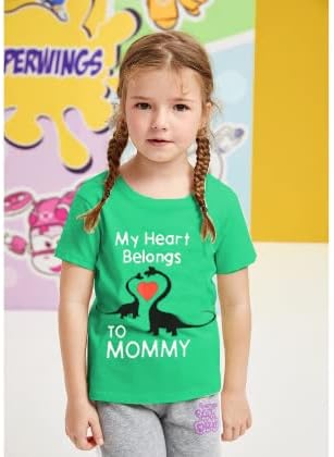 Тениска за Деня на Майката за малки момчета, Тениски Моето сърце принадлежи на майка ми, Детски Тениски с къс ръкав Мама обича Динозаври