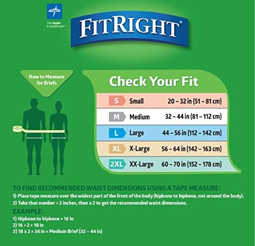 Памперси за възрастни FitRight OptiFit Extra+, със защита от течове, гащи за Еднократна употреба при инконтиненция раздели, Средно попиваща способност, X-Large, 57-66, брой 20 броя (о?