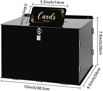 Черна Кутия за Сватбени Картички Arcylic, Прозрачна Кутия за пощенски Картички с Ключалка и Карти Марка за сватбени тържества, Кутия за Подарък карта, Кутия за Пари за ?