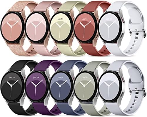 DaQin 10 X ремъците, съвместим с Galaxy Watch 5 40 мм 44 мм/ Samsung Galaxy Watch 4/ Galaxy Watch 5 Pro 45 mm/Galaxy Active 2, 20 мм Регулируем Силиконов Спортен Каишка, Взаимозаменяеми каишка за жени, мъже, ма?