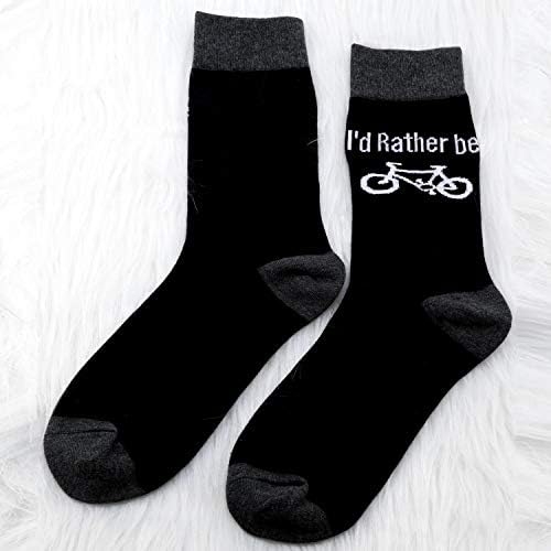 MBMSO Забавни Чорапи за Колоездене, Подаръци за Велосипедисти, 2 Двойки, Бих предпочел Колоездене, Чорапи, Подарък за Колоездач, на Новост, Подаръци за Любителите на Ко
