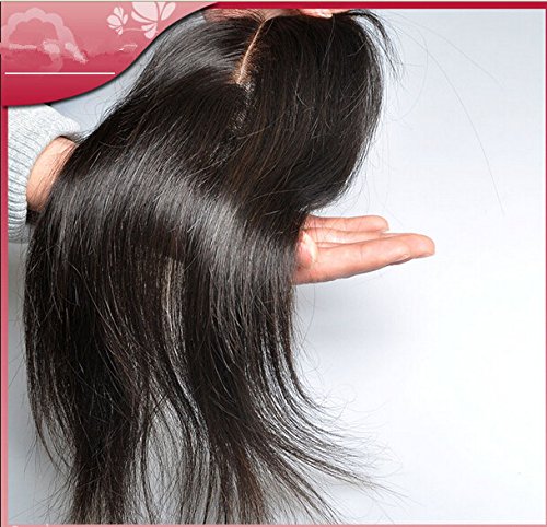 Избелени възли 7A, 1 бр., лейси закопчалката отпред в средната част, 4 , 4, китайски естествена коса, права, натурален цвят
