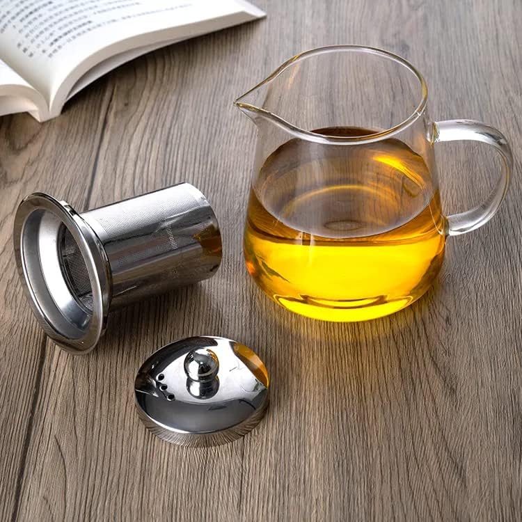 Стъклен чайник Chanlida с Подвижна Заварочным устройство, Прозрачна Капачка от Боросиликатно-Термостойкой Стомана, Выдувной Кръгла