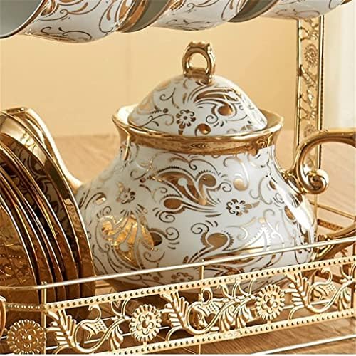 Керамичен Чайник със златен модел, набор за приготвяне на чай и чаши, Купа, лъжица, Порцелан чашата за Кафе, заварочные чайници