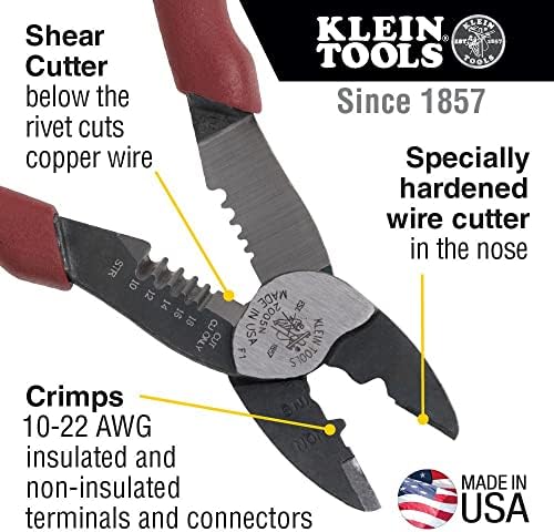 Klein Tools 2005N Ножица за тел, гребец, щипци и клещи D275-5, диагонални клещи с прецизионным вълни-нож леки и тънки за работа