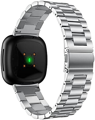 Съвместимост с джапанки Fitbit Versa3 / Sense, Каишка за часовник от неръждаема стомана, Регулируема каишка за китката-гривна