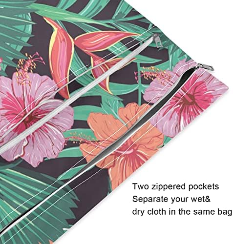 водоустойчив Влажна чанта xigua Plam с Розови цветя за Филтър на Пелени, да Пере Многократно Мокри и Сухи чанти с 2 Джоба с Цип