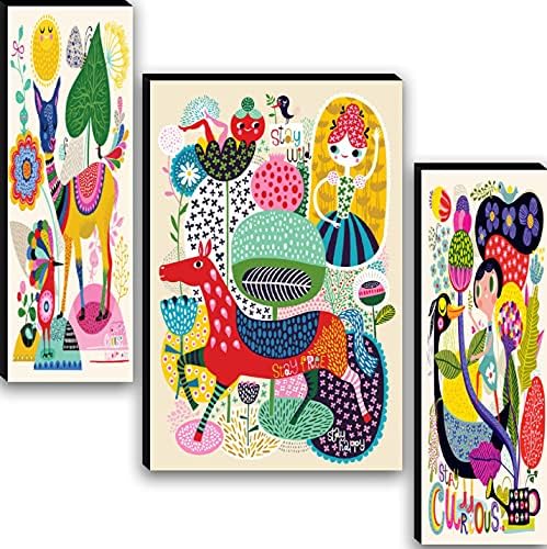 wallmax Комплект от 3 теми на детския Декор Съвременно Изкуство Домашен Декоративен Подарък Стенни Картини За Хола 12 инча x 18