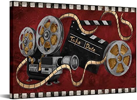 FuShvre Голям Филм, с монтиран на стената Арт Декор Шрайбпроектор Сонда за Филма Платно Картина, Черно-Червена Старомодна Работа